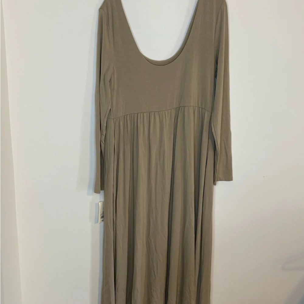 A New Day Cream Long Sleeve Maxi Dress With Pockets Size Large Modest NWT - Picture 5 of 5